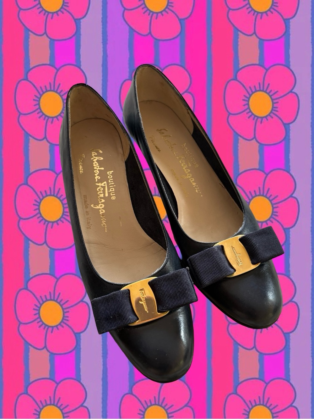 RARE 70s Salvatore Ferragamo ORIGINAL RUN Vara Bow Shoes